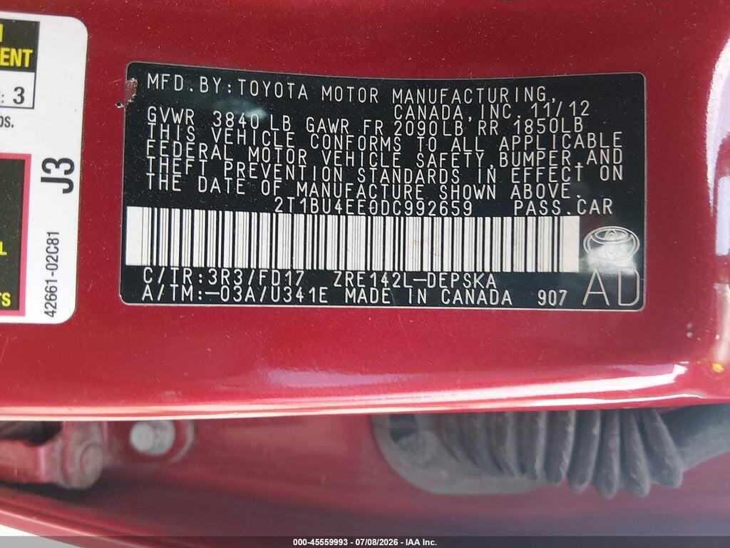 2T1BU4EE0DC992659 2013 TOYOTA COROLLA photo no. 9