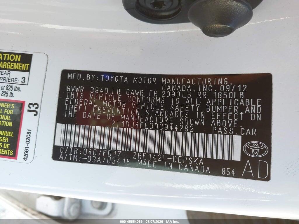 2T1BU4EE3DC944282 2013 TOYOTA COROLLA photo no. 9