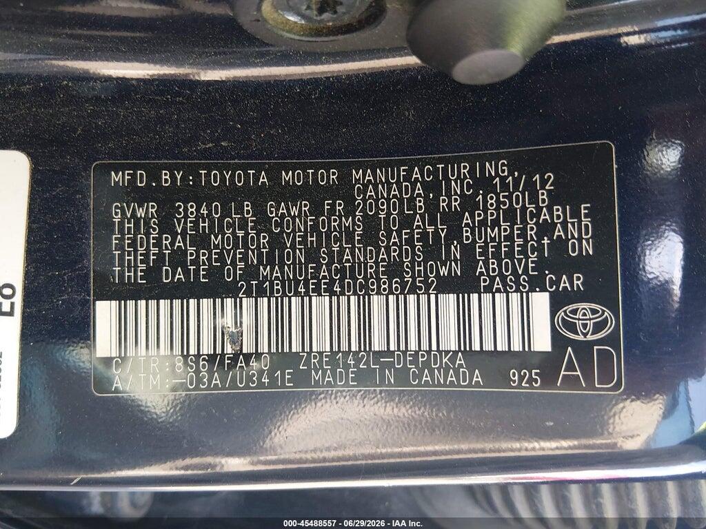 2T1BU4EE4DC986752 2013 TOYOTA COROLLA photo no. 9