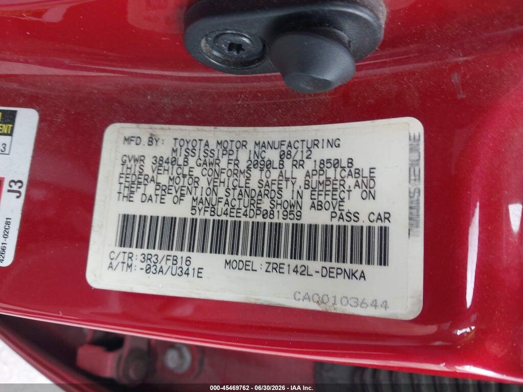 5YFBU4EE4DP081959 2013 TOYOTA COROLLA photo no. 9