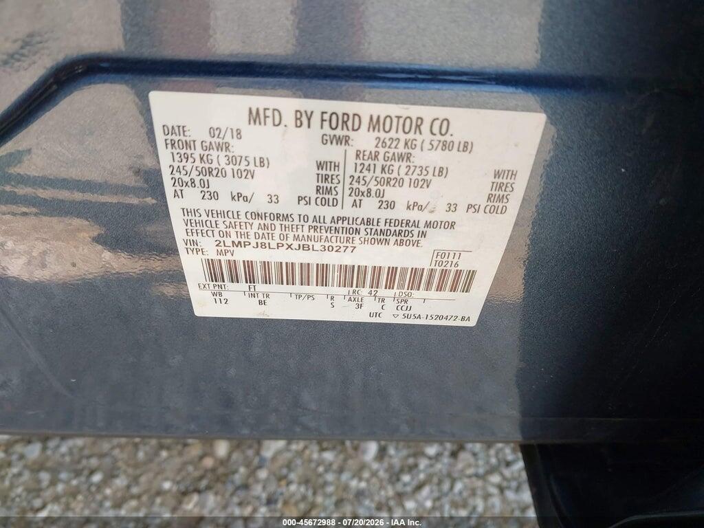 2LMPJ8LPXJBL30277 2018 LINCOLN MKX photo no. 9
