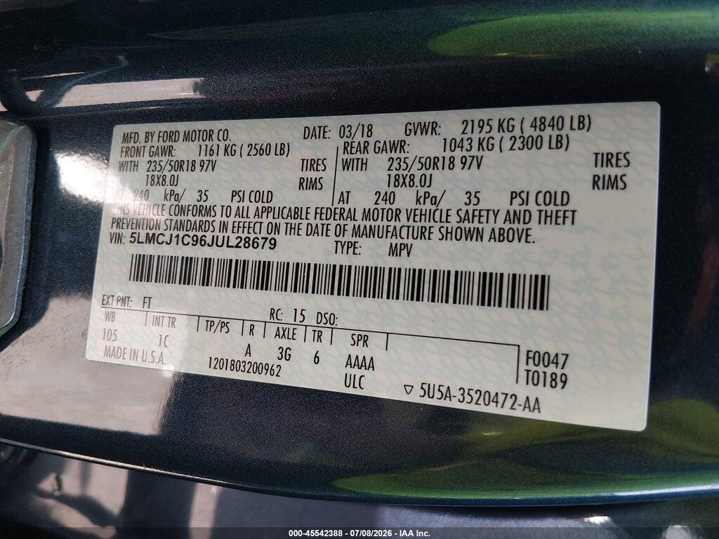 5LMCJ1C96JUL28679 2018 LINCOLN MKC photo no. 9