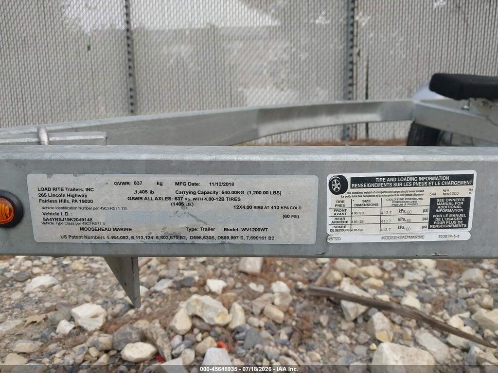5A4YNSJ19K2049148 2018 LOAD RITE TRAILER photo no. 10