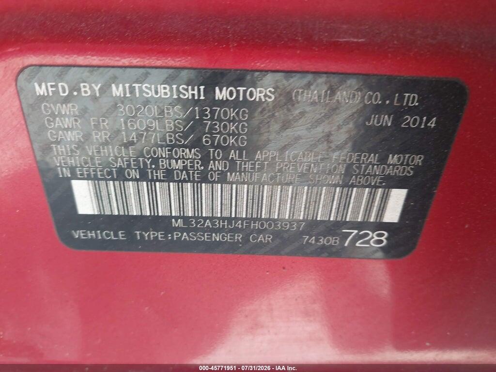 ML32A3HJ4FH003937 2015 MITSUBISHI MIRAGE photo no. 9
