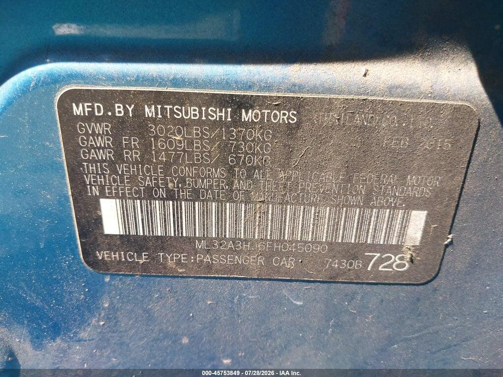 ML32A3HJ6FH045090 2015 MITSUBISHI MIRAGE photo no. 9