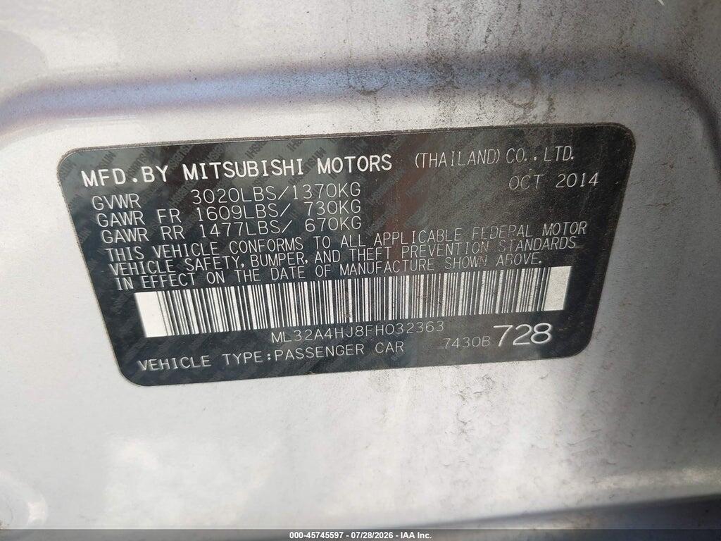 ML32A4HJ8FH032363 2015 MITSUBISHI MIRAGE photo no. 9
