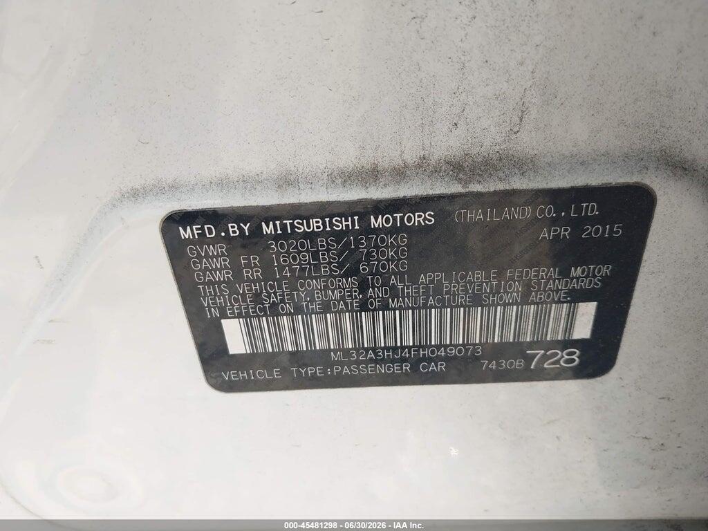 ML32A3HJ4FH049073 2015 MITSUBISHI MIRAGE photo no. 9