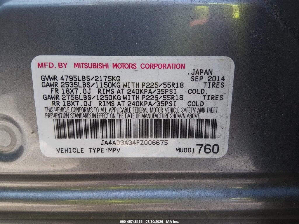 JA4AD3A34FZ006675 2015 MITSUBISHI OUTLANDER photo no. 9