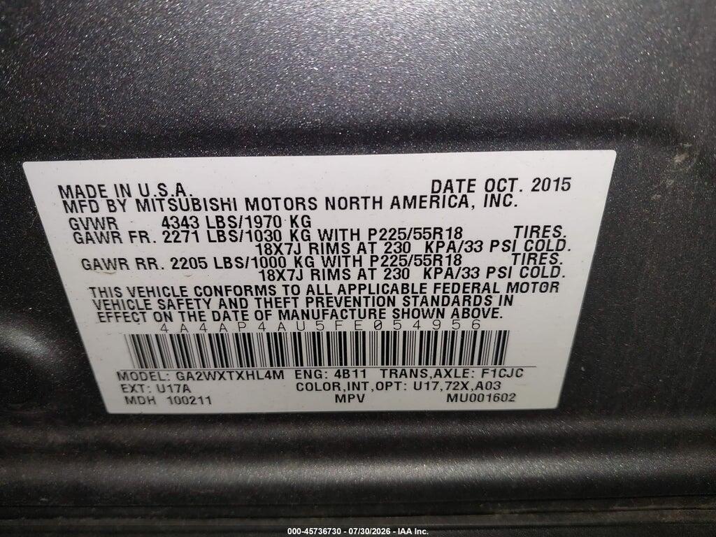 4A4AP4AU5FE054956 2015 MITSUBISHI OUTLANDER SPORT photo no. 9