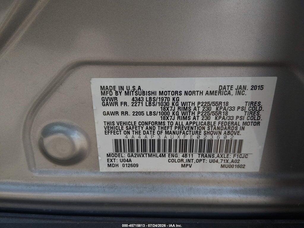 4A4AP3AUXFE023602 2015 MITSUBISHI OUTLANDER SPORT photo no. 9