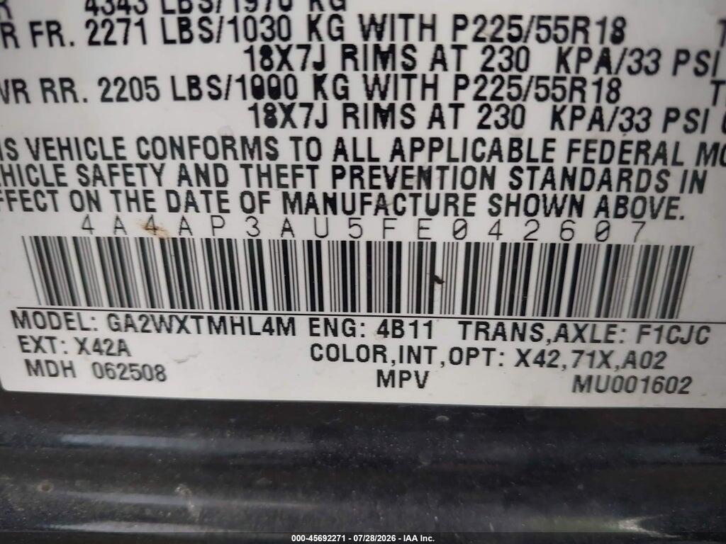4A4AP3AU5FE042607 2015 MITSUBISHI OUTLANDER SPORT photo no. 9