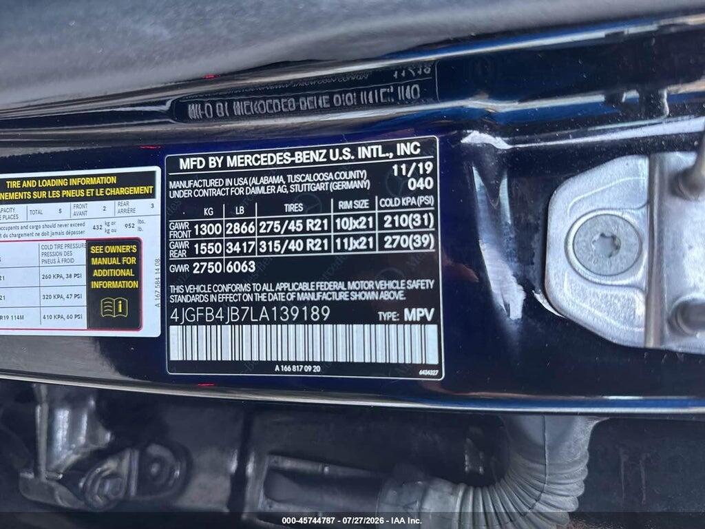 4JGFB4JB7LA139189 2020 MERCEDES-BENZ GLE photo no. 9