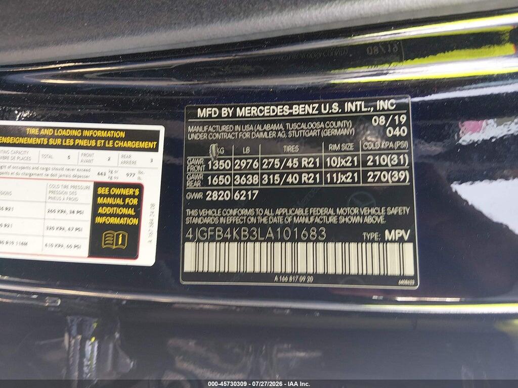 4JGFB4KB3LA101683 2020 MERCEDES-BENZ GLE 350 photo no. 9