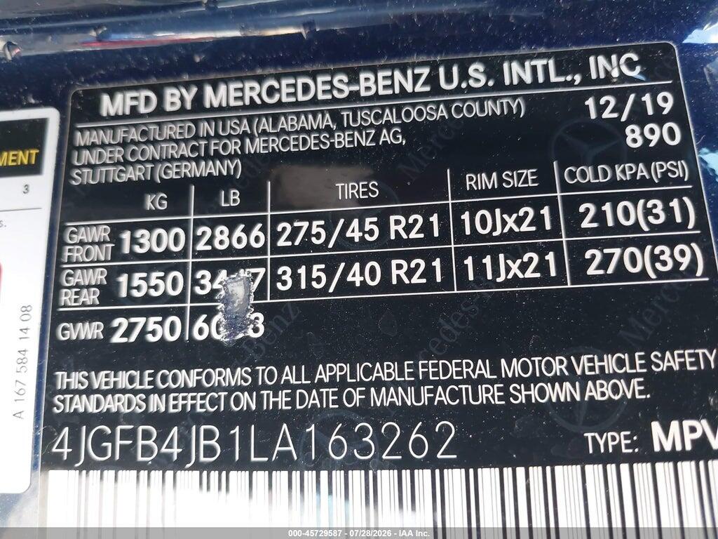 4JGFB4JB1LA163262 2020 MERCEDES-BENZ GLE 350 photo no. 9