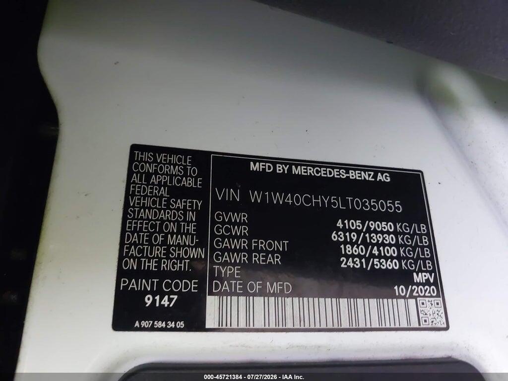 W1W40CHY5LT035055 2020 MERCEDES-BENZ SPRINTER 2500 photo no. 9