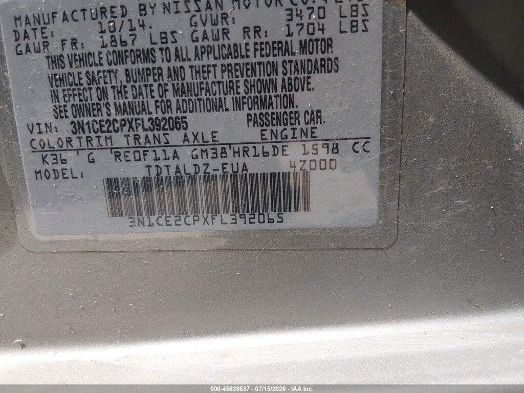 3N1CE2CPXFL392065 2015 NISSAN VERSA NOTE photo no. 9