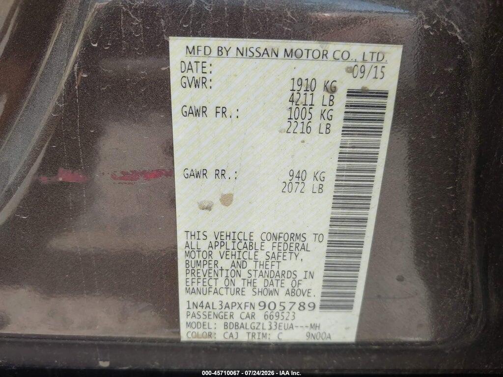 1N4AL3APXFN905789 2015 NISSAN ALTIMA photo no. 9