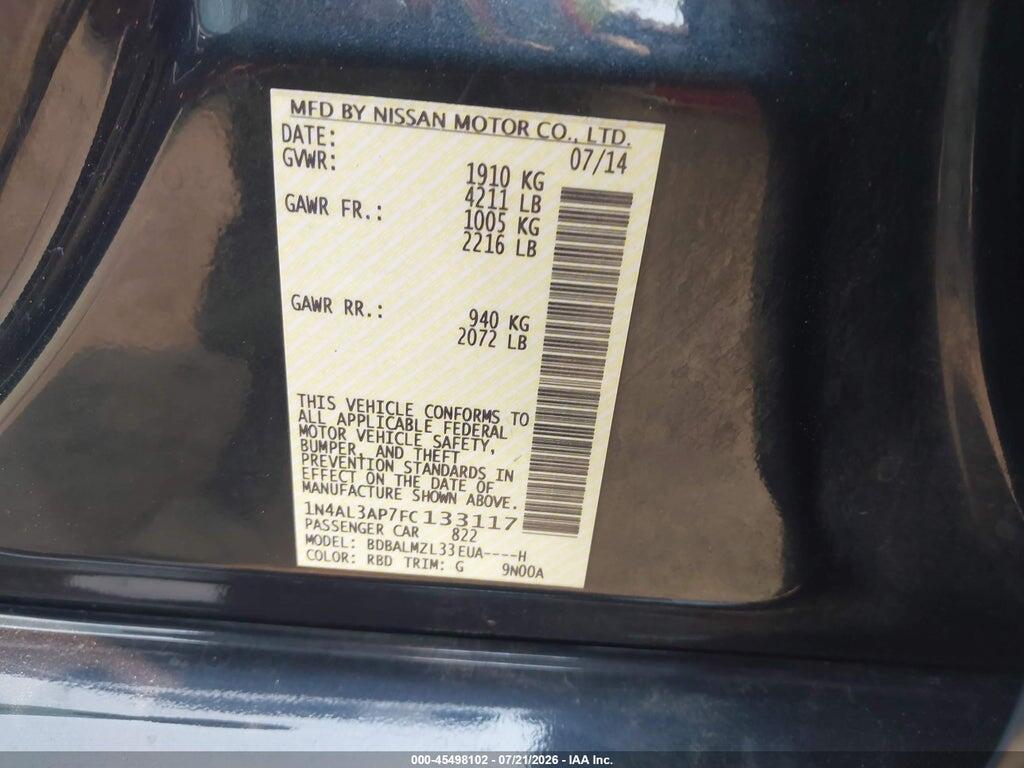 1N4AL3AP7FC133117 2015 NISSAN ALTIMA photo no. 9