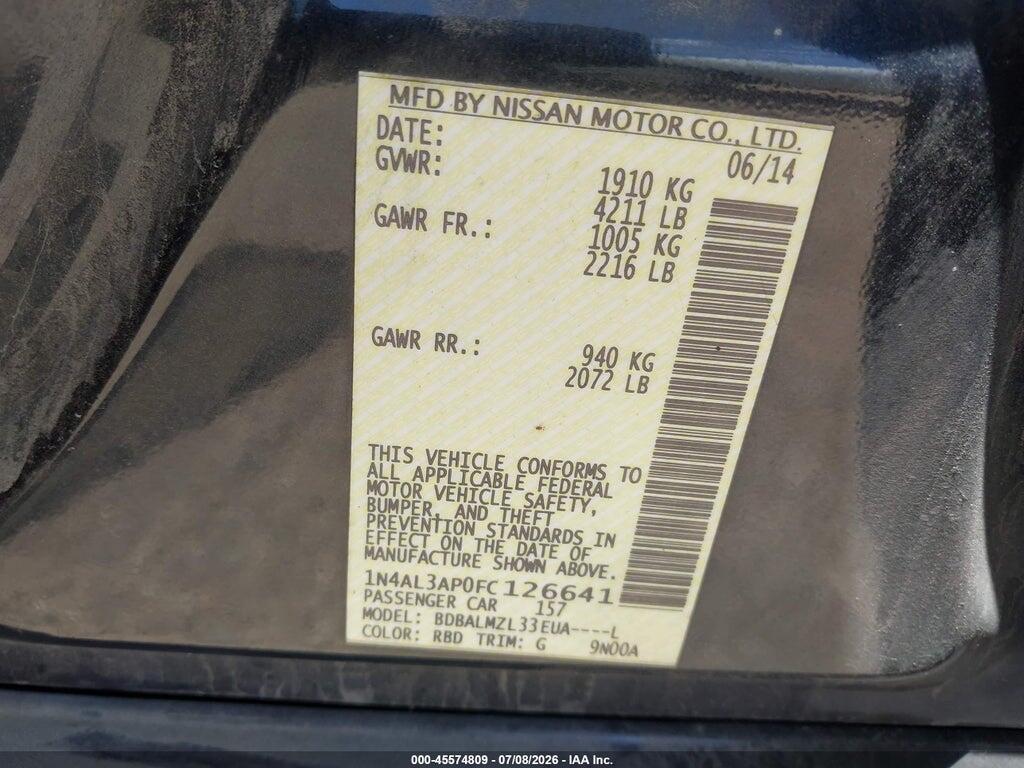 1N4AL3AP0FC126641 2015 NISSAN ALTIMA photo no. 9