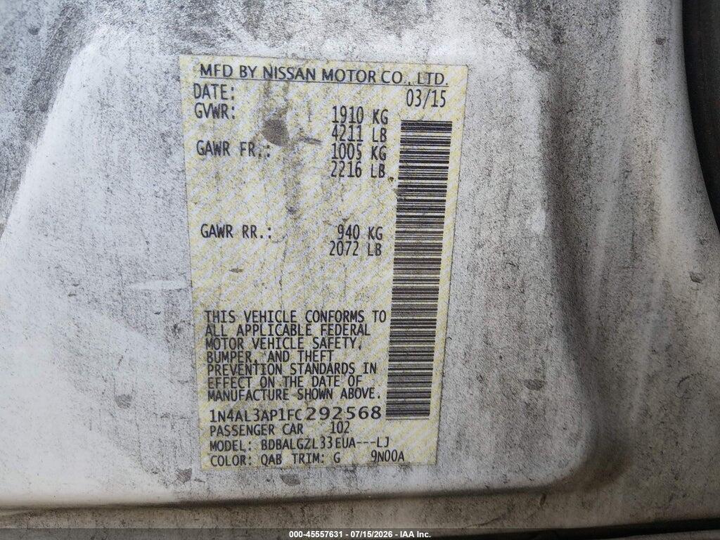 1N4AL3AP1FC292568 2015 NISSAN ALTIMA photo no. 9