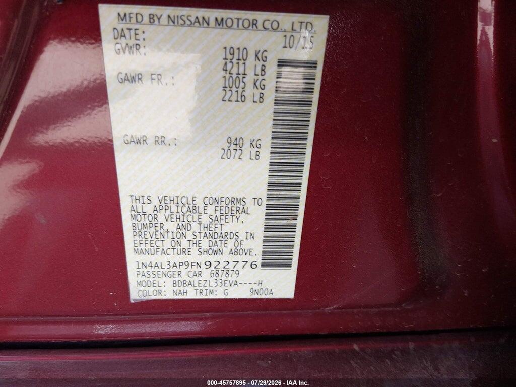 1N4AL3AP9FN922776 2015 NISSAN ALTIMA photo no. 9
