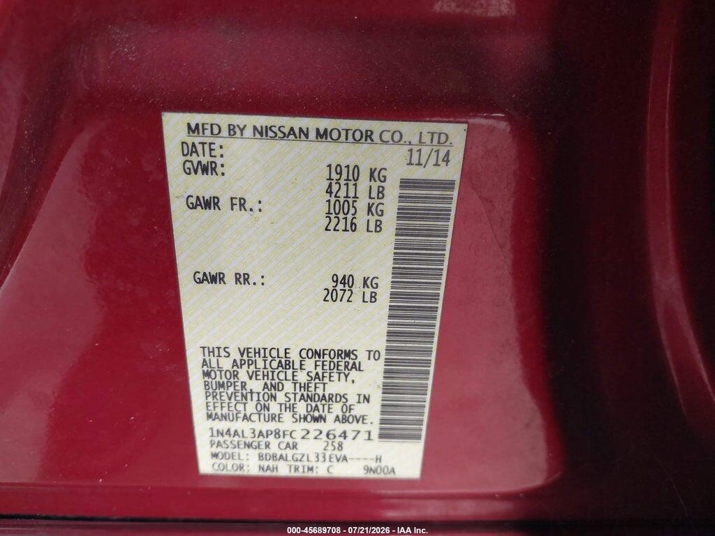 1N4AL3AP8FC226471 2015 NISSAN ALTIMA photo no. 9