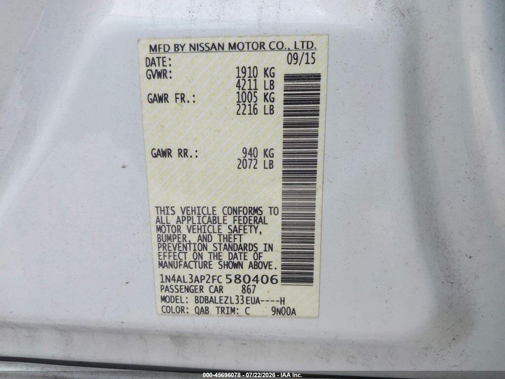 1N4AL3AP2FC580406 2015 NISSAN ALTIMA photo no. 9