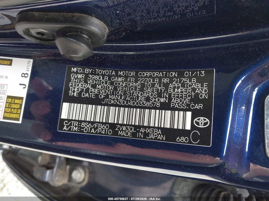 JTDKN3DU4D0338578 2013 TOYOTA PRIUS photo no. 9
