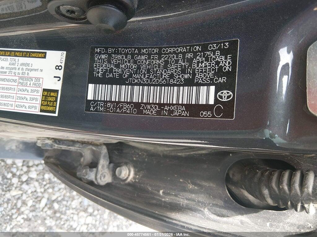 JTDKN3DU2D5618423 2013 TOYOTA PRIUS photo no. 9
