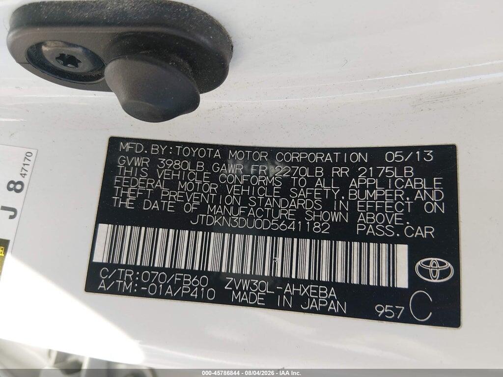 JTDKN3DU0D5641182 2013 TOYOTA PRIUS photo no. 9