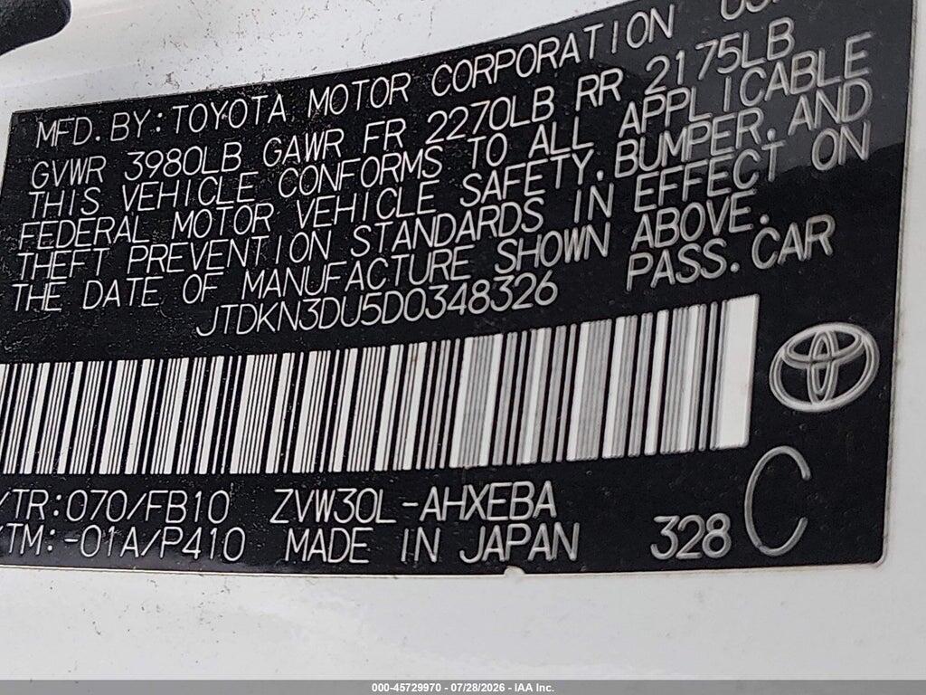 JTDKN3DU5D0348326 2013 TOYOTA PRIUS photo no. 9