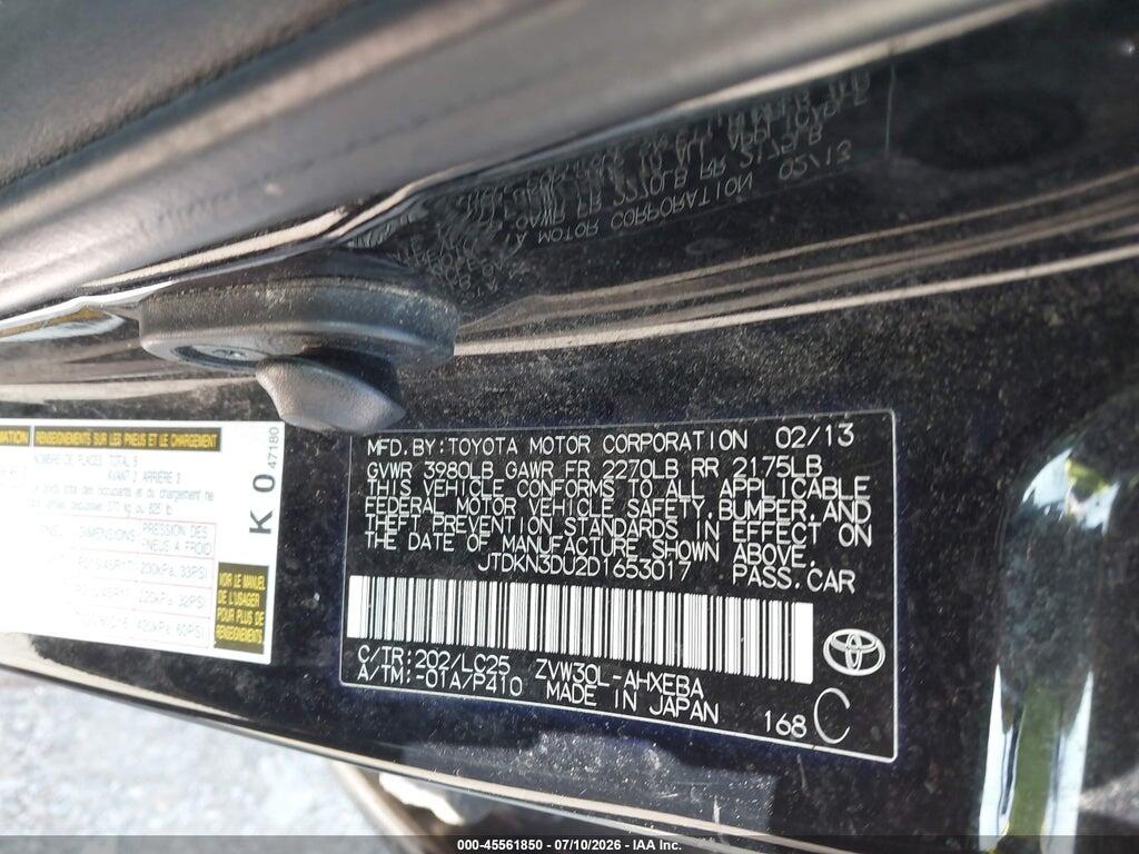 JTDKN3DU2D1653017 2013 TOYOTA PRIUS photo no. 9