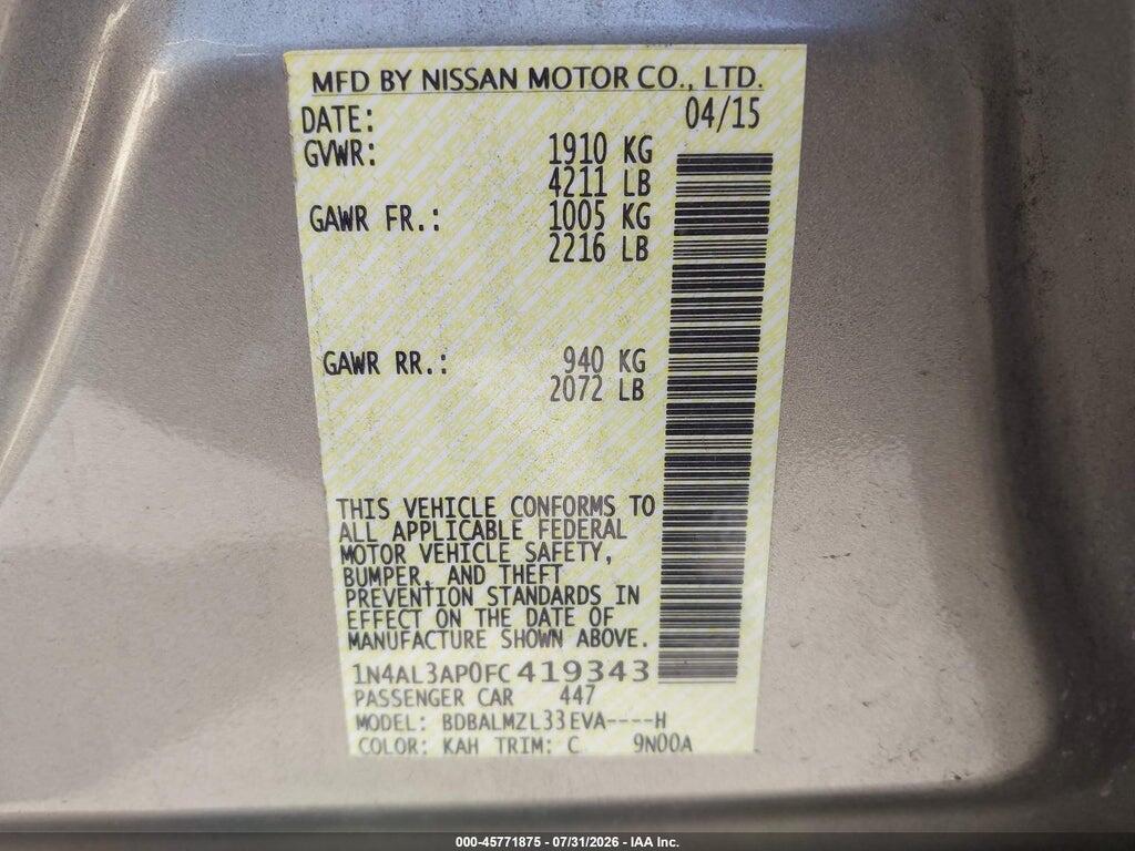 1N4AL3AP0FC419343 2015 NISSAN ALTIMA photo no. 9