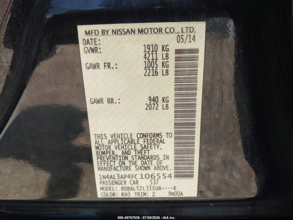 1N4AL3AP4FC106554 2015 NISSAN ALTIMA photo no. 9
