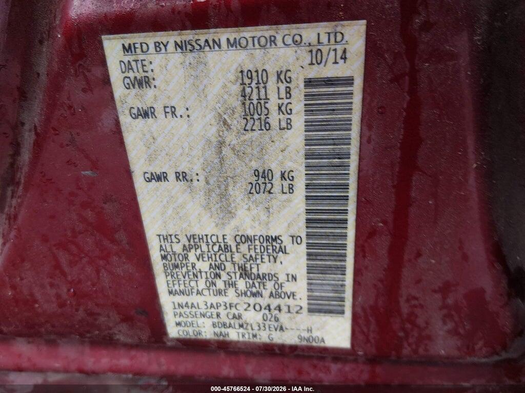 1N4AL3AP3FC204412 2015 NISSAN ALTIMA photo no. 9