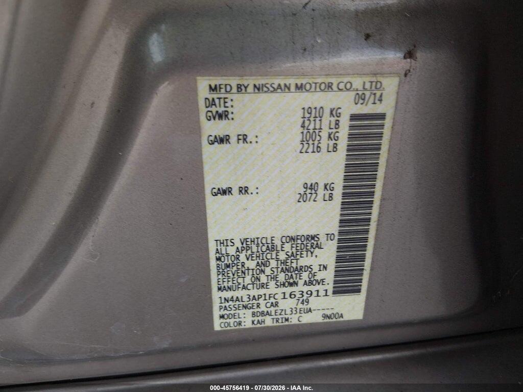 1N4AL3AP1FC163911 2015 NISSAN ALTIMA photo no. 9