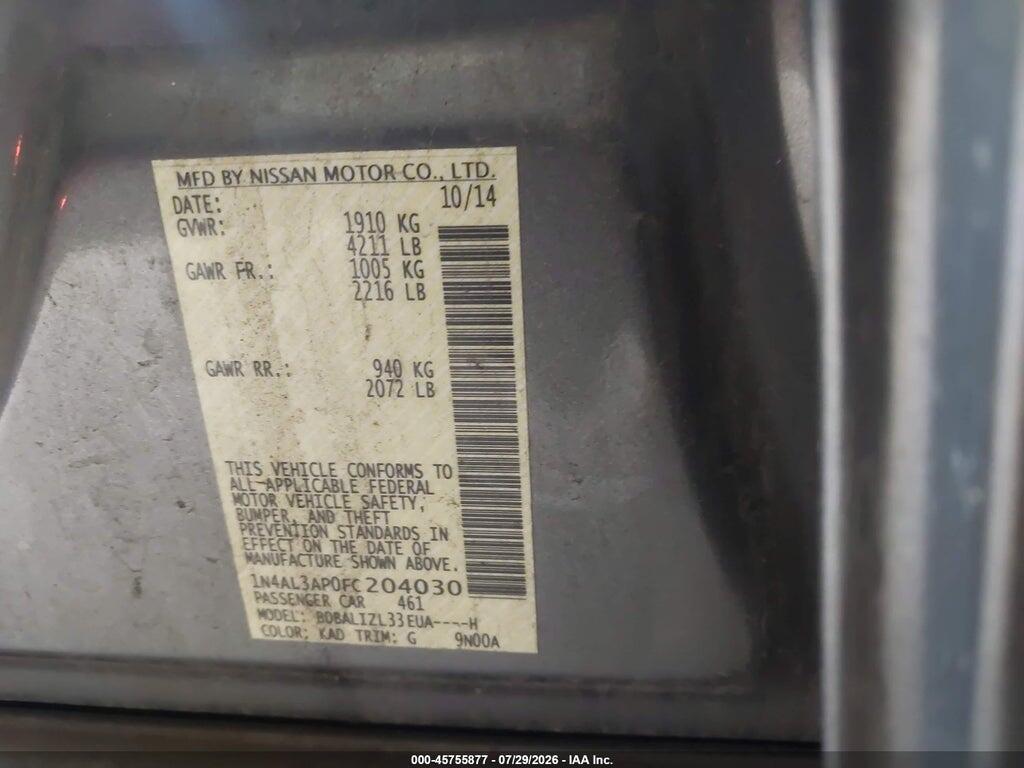 1N4AL3AP0FC204030 2015 NISSAN ALTIMA photo no. 9