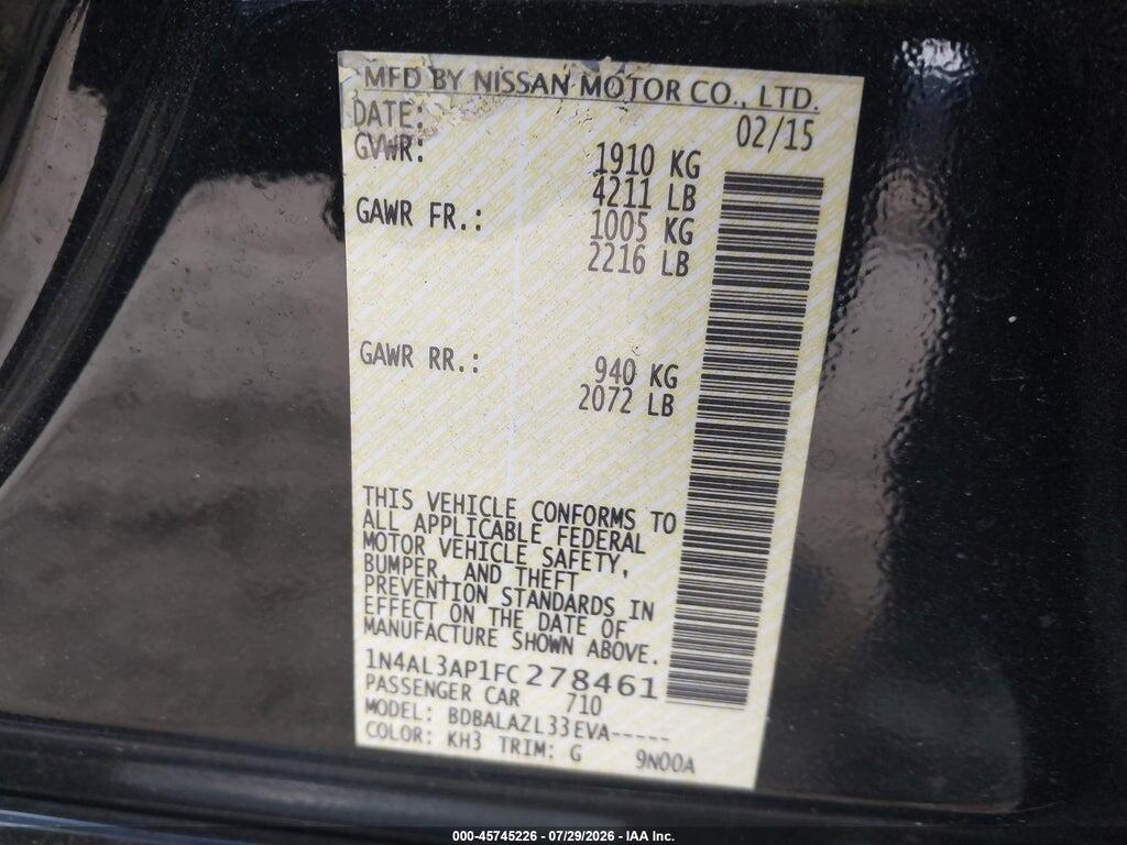 1N4AL3AP1FC278461 2015 NISSAN ALTIMA photo no. 9