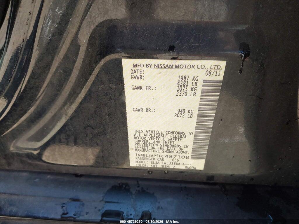 1N4BL3AP5FC487108 2015 NISSAN ALTIMA photo no. 9