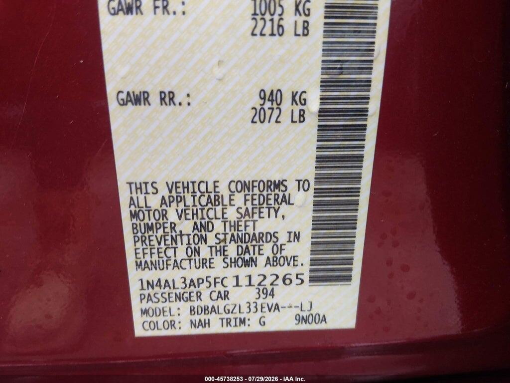 1N4AL3AP5FC112265 2015 NISSAN ALTIMA photo no. 9