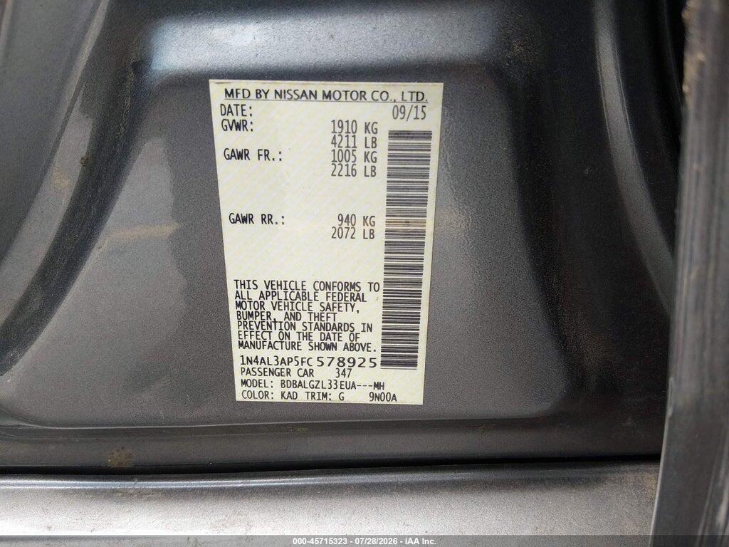 1N4AL3AP5FC578925 2015 NISSAN ALTIMA photo no. 9
