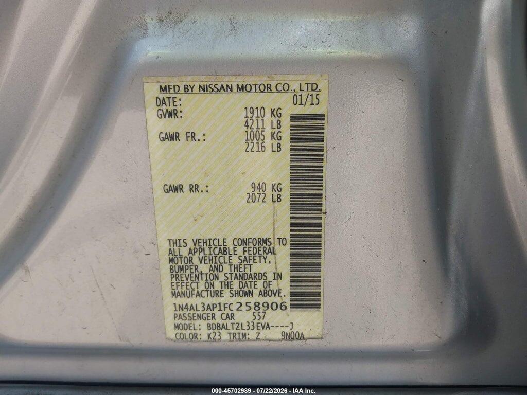1N4AL3AP1FC258906 2015 NISSAN ALTIMA photo no. 9