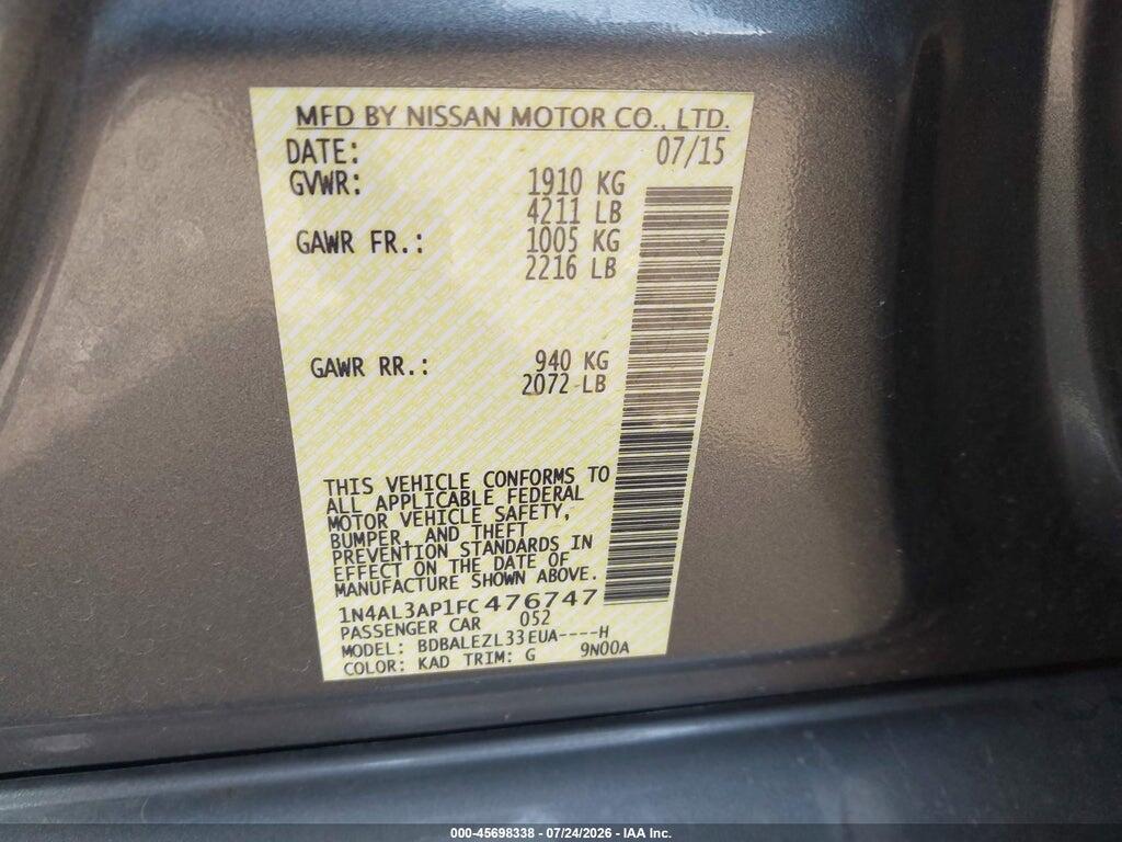 1N4AL3AP1FC476747 2015 NISSAN ALTIMA photo no. 9