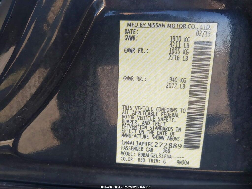1N4AL3AP9FC272889 2015 NISSAN ALTIMA photo no. 9