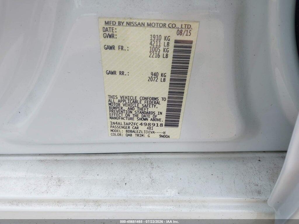 1N4AL3AP2FC498918 2015 NISSAN ALTIMA photo no. 9