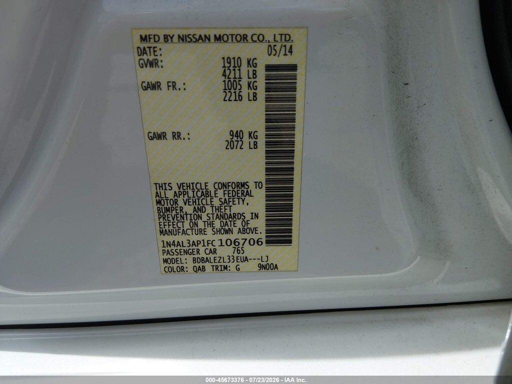 1N4AL3AP1FC106706 2015 NISSAN ALTIMA photo no. 9