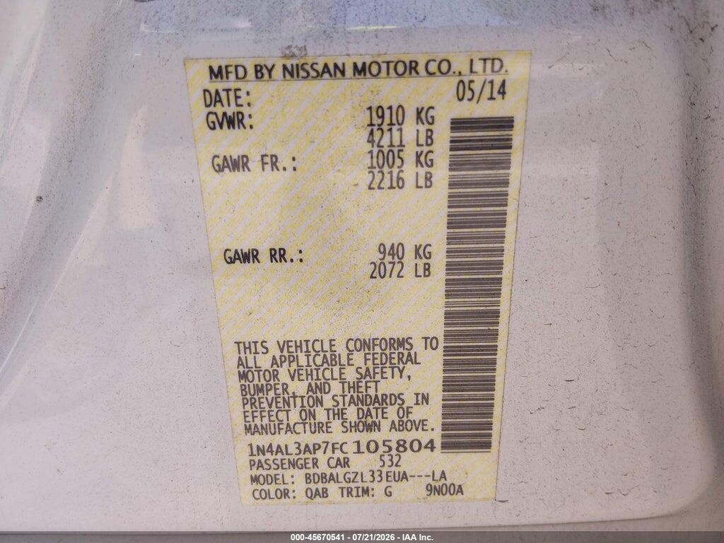 1N4AL3AP7FC105804 2015 NISSAN ALTIMA photo no. 9