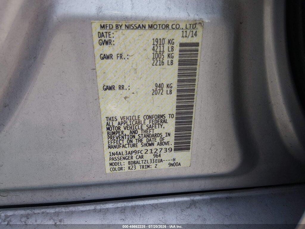 1N4AL3AP9FC212739 2015 NISSAN ALTIMA photo no. 9