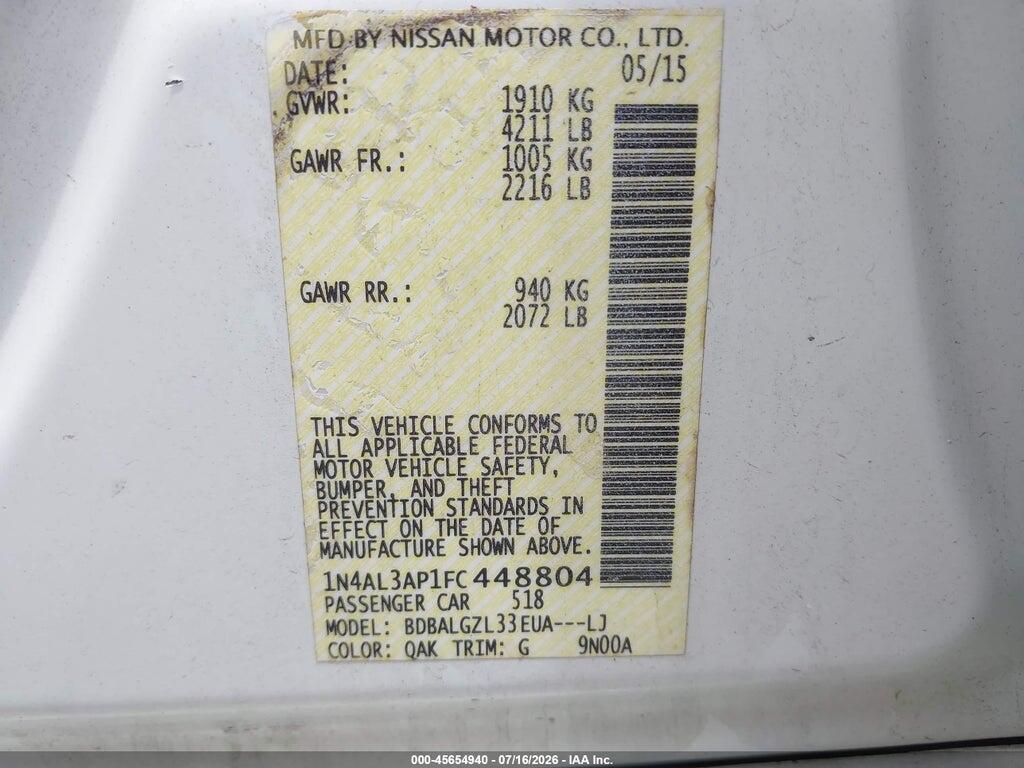 1N4AL3AP1FC448804 2015 NISSAN ALTIMA photo no. 9