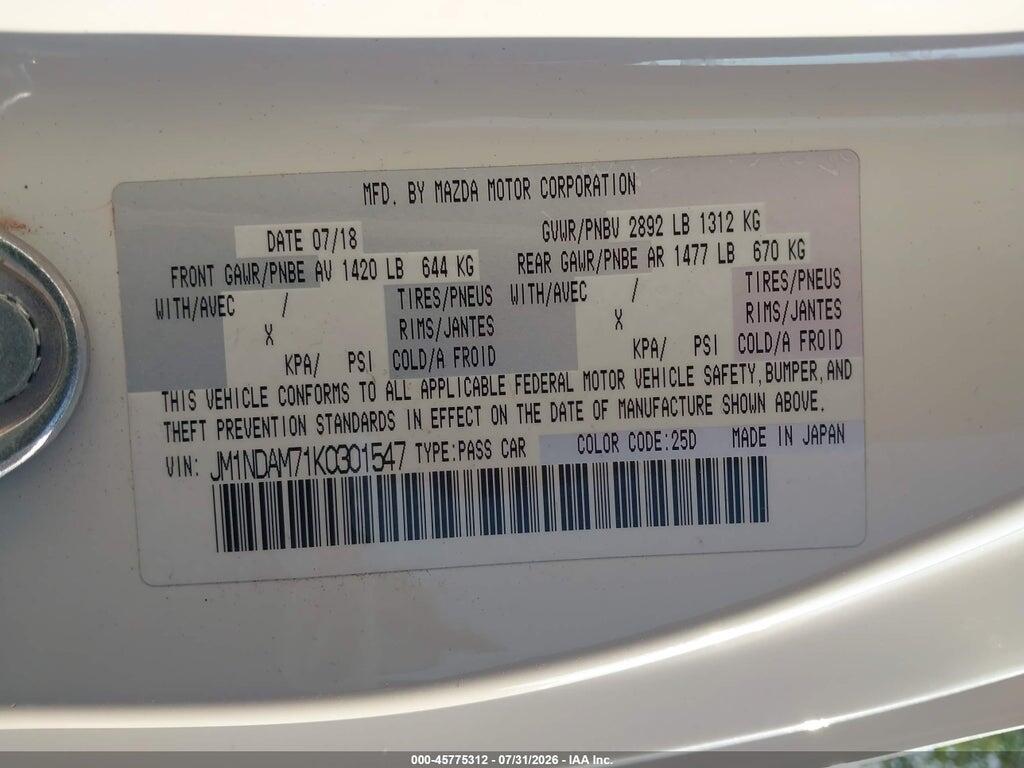 JM1NDAM71K0301547 2019 MAZDA MX-5 MIATA RF photo no. 9
